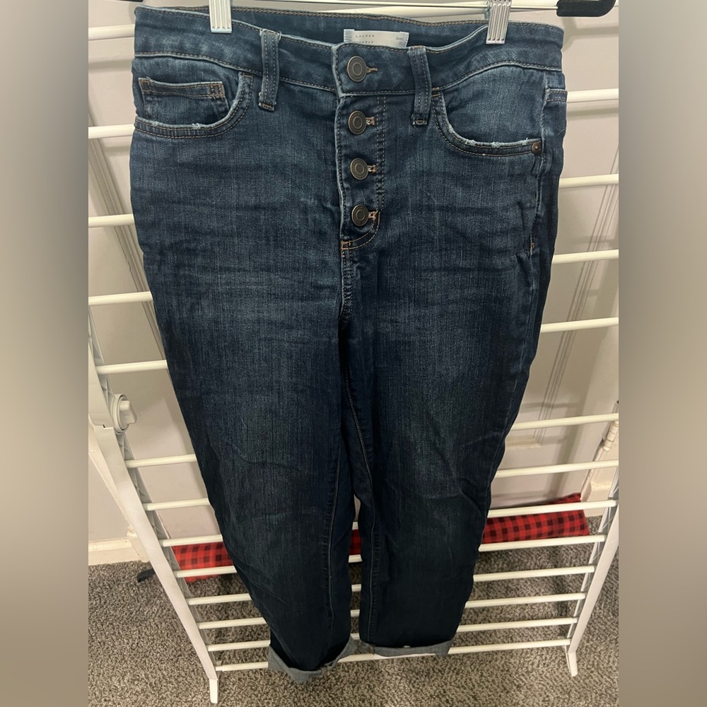 LC Lauren Conrad Women's Deep Indigo Relaxed Jeans